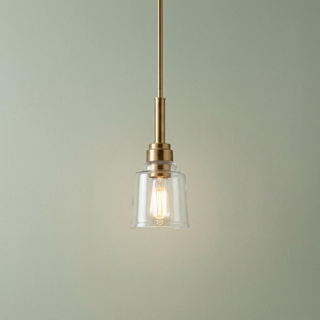 Kichler Avian 1 Light Brass Pendant - Clear Glass Shade-warehouse-clearance-140826
