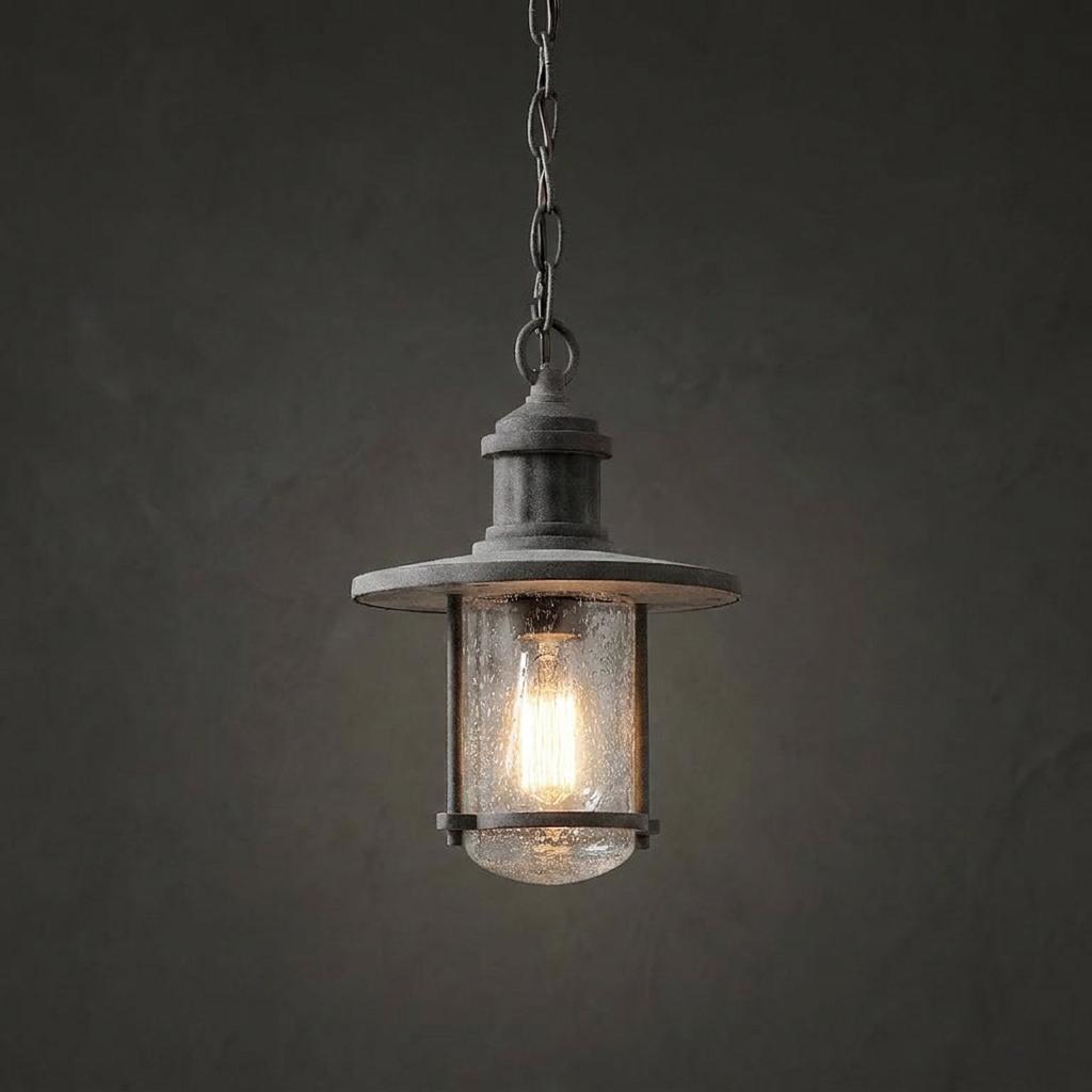 Kichler Riverwood 8" Zinc Outdoor Pendant Chain Lantern-warehouse-clearance-140826