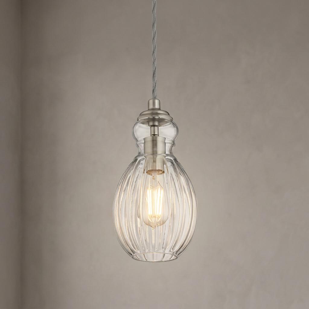 Kichler Riviera 1 Light Brushed Nickel Pendant Ceiling - 16cm-OPEN-BOX-50-290626