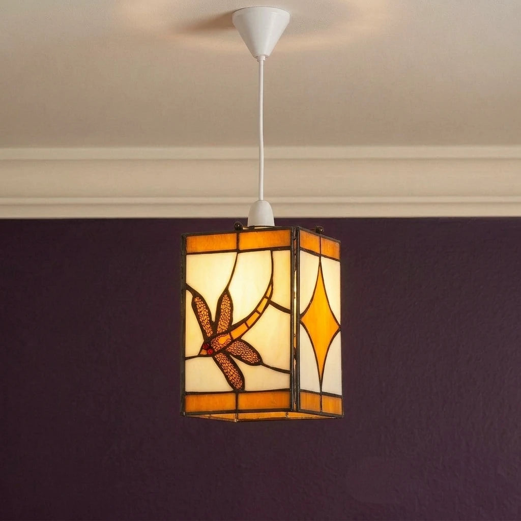 Amber Tiffany Dragonfly Easy Fit Ceiling Lamp Shade