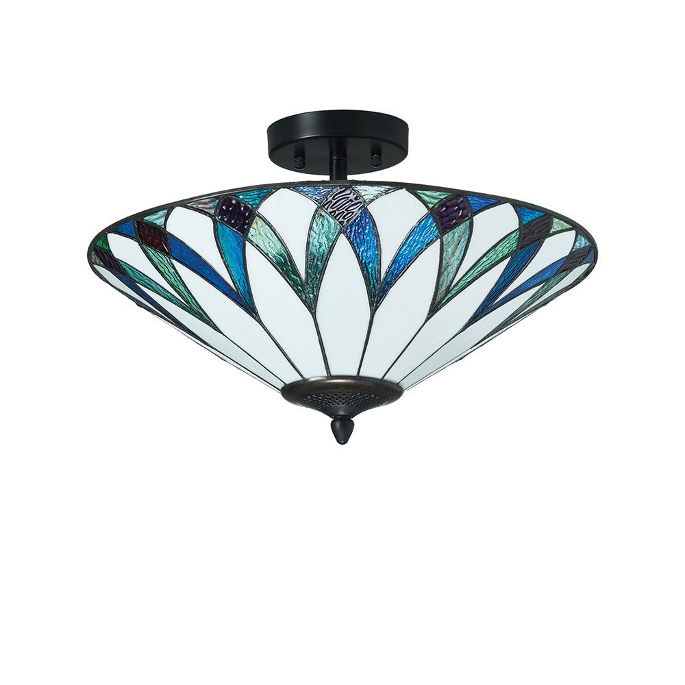 oaks lighting allanton semi flush tiffany ceiling light Living Room Image