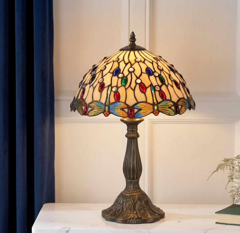 Oaks Dragonfly II Tiffany Lamp - 30cm Shade