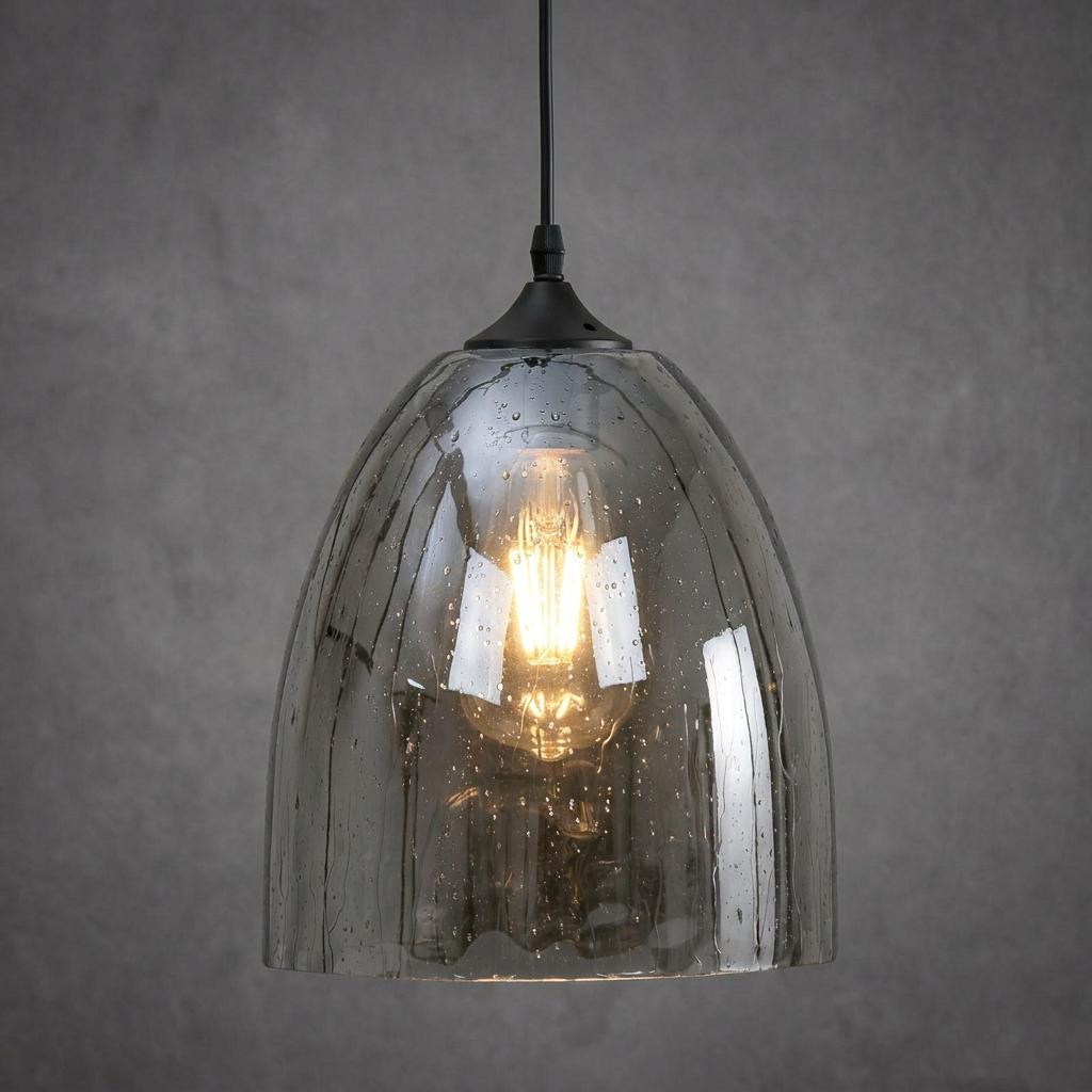 Oaks Lighting Oriata Smoked Glass Ceiling Pendant - 25cm-OB-180926
