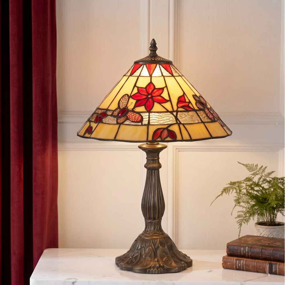 Oaks Butterfly Tiffany 13" Table Lamp