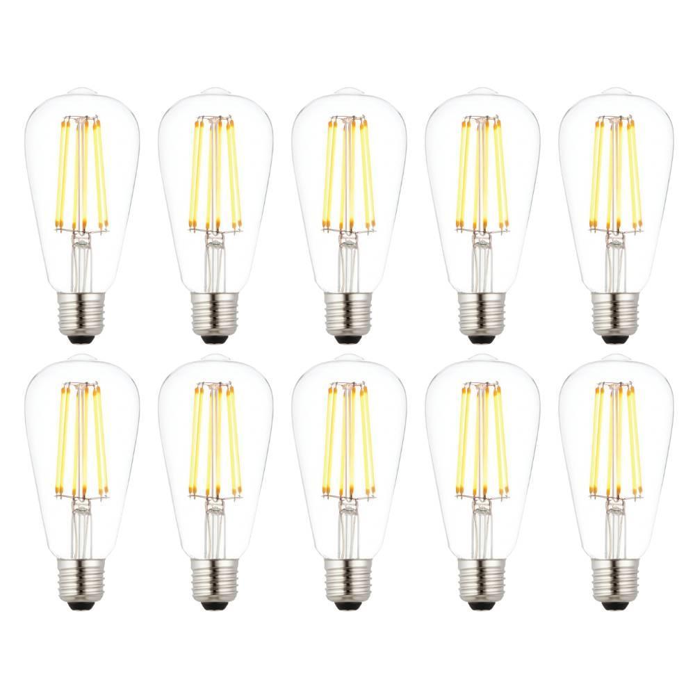 10 X E27 LED 6w Filament Clear Pear Shaped Dimmable Light Bulb