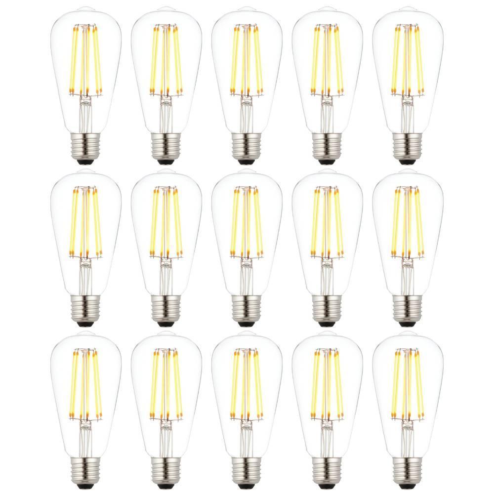 15 X E27 LED 6w Filament Clear Pear Shaped Dimmable Light Bulb