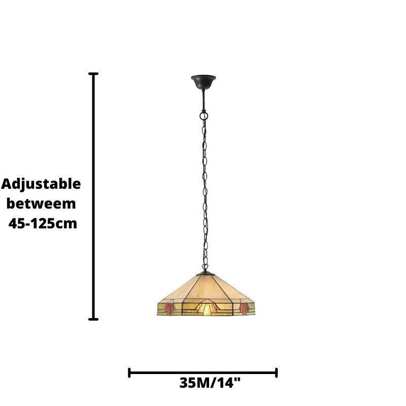 Nevada Medium Tiffany Ceiling Light - 1 Bulb Fitting-cracked-110326