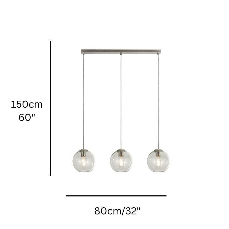 Balls 3 Light Chrome Bar Pendant With Clear Glass Shades-Ceiling Pendant Lights-2-Tiffany Lighting Direct