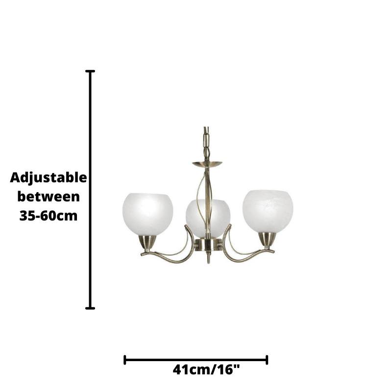 Luanda 3 Light Antique Brass Pendant Chandelier-clearance