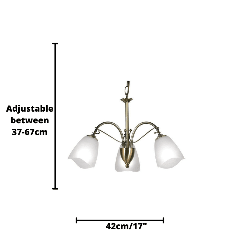 Oaks Turin 3 Light Antique Brass Chandelier-warehouse-clearance-220526