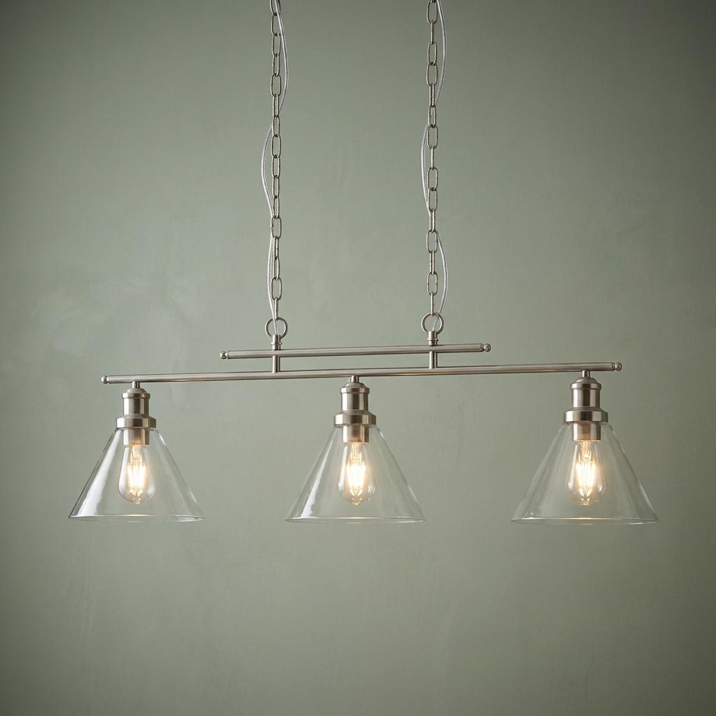 Pyramid 3 Light Silver Ceiling Pendant - Clear Glass Shades-warehouse-180926