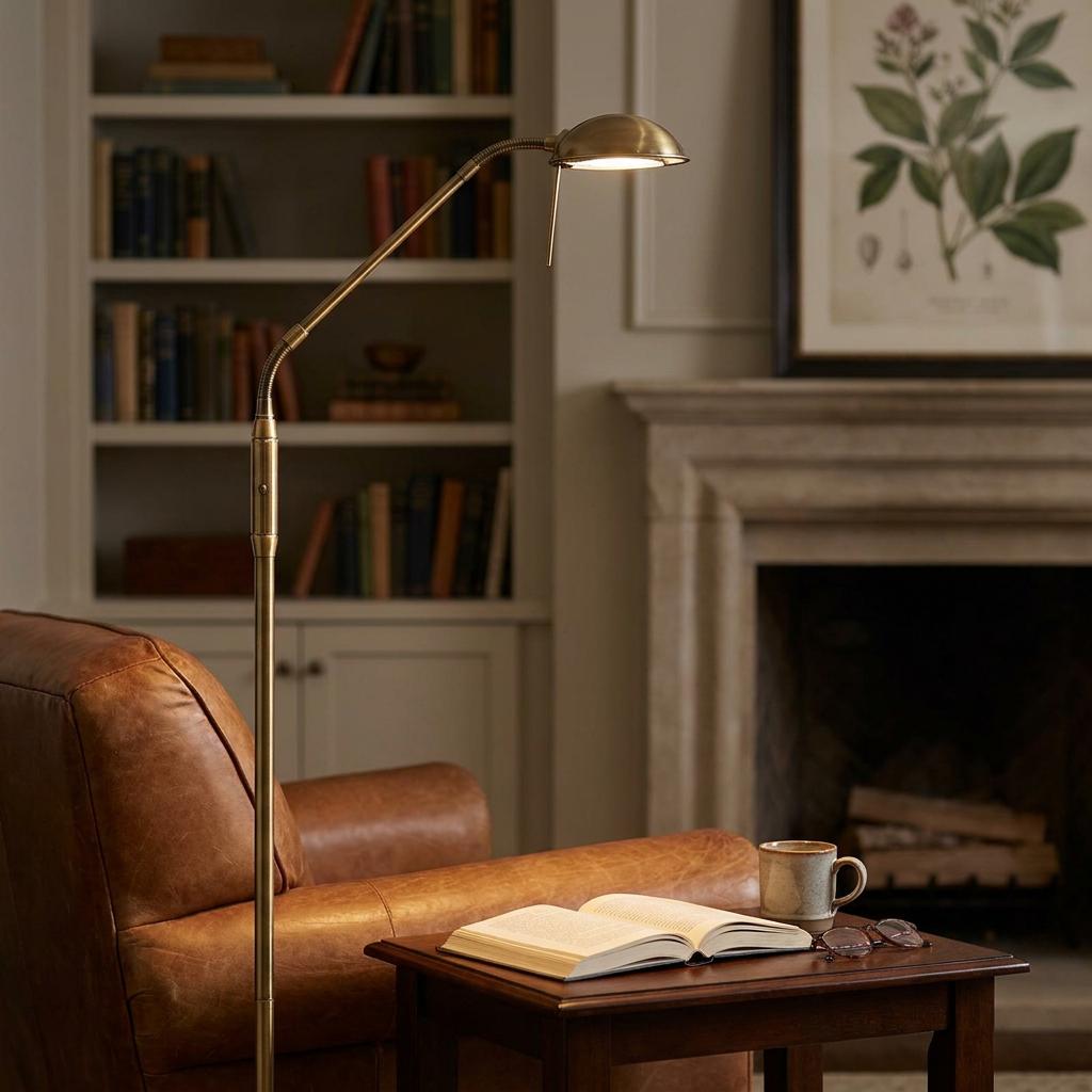 Metis Antique Brass Floor Reading Lamp