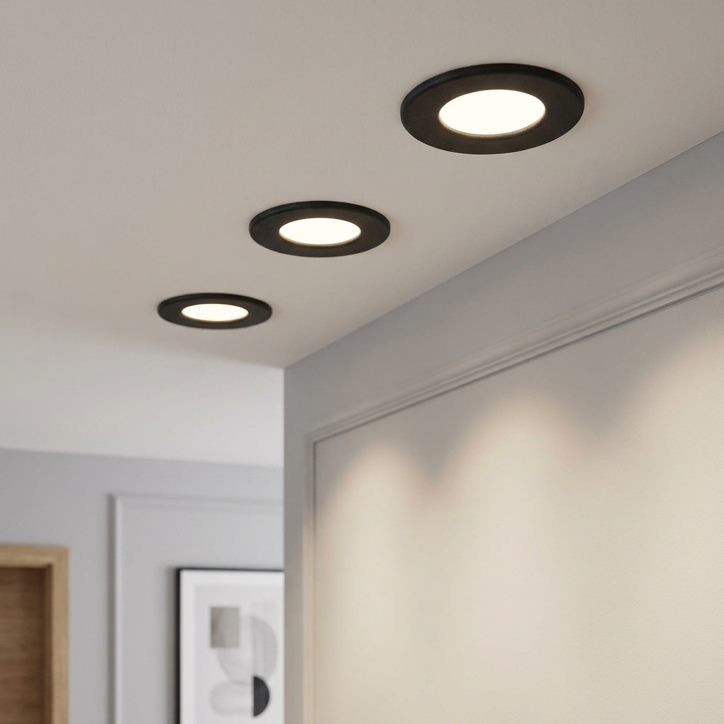 Eglo Fueva 5 Black LED Recessed Ceiling Light - 8.6cm by Eglo Lighting — suits kitchens, living rooms & bedrooms
