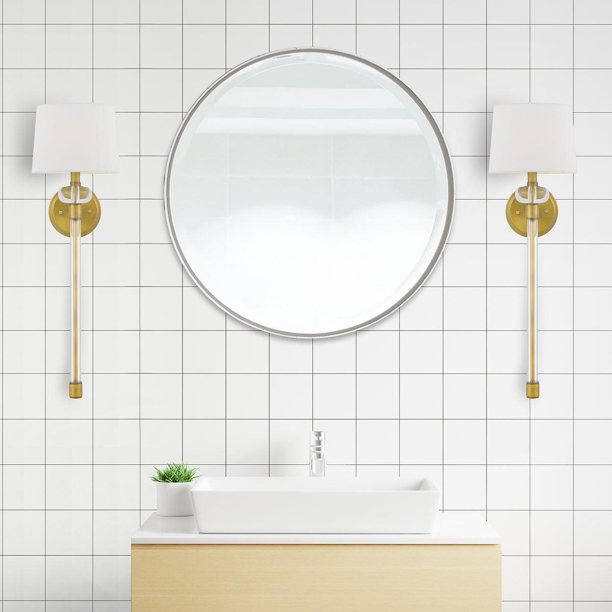 Quoizel Barbour 1 Light Brass Wall Light - White Shade