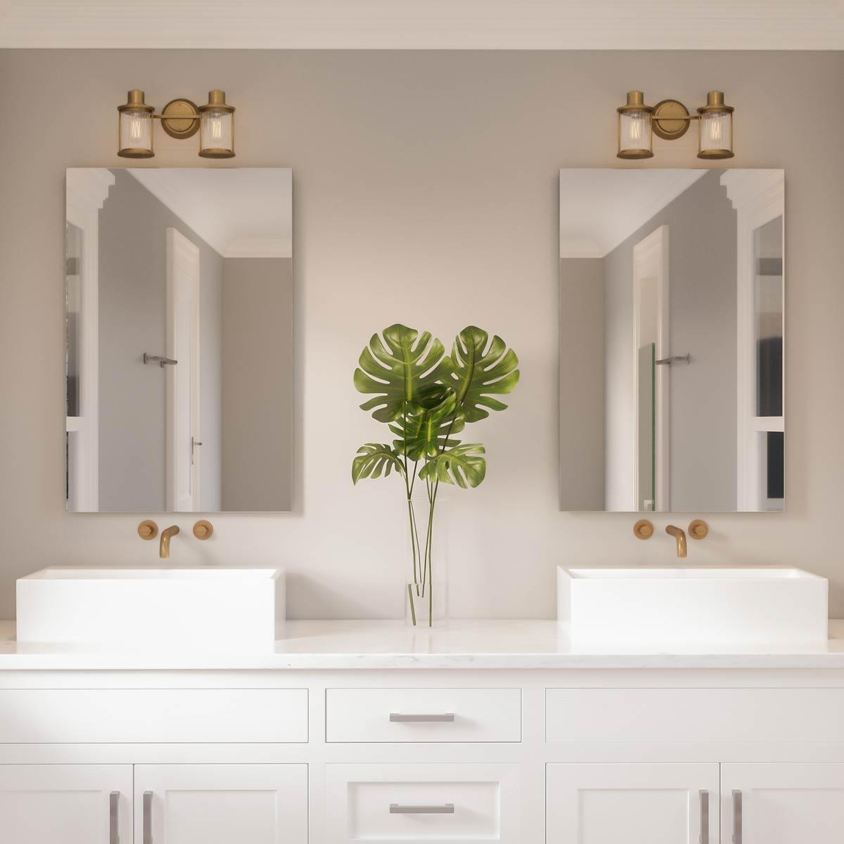 Quoizel Riggs 2 Light Brass Bathroom Wall Light