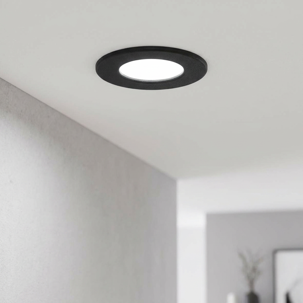 Eglo Fueva 5 Black LED Recessed Cool White Light - 8.6cm by Eglo Lighting — suits kitchens, living rooms & bedrooms