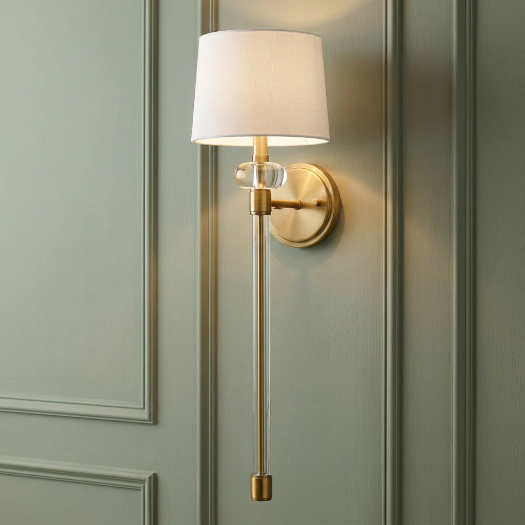 Quoizel Barbour 1 Light Brass Wall Light - White Shade-OPEN-BOX-50-290626
