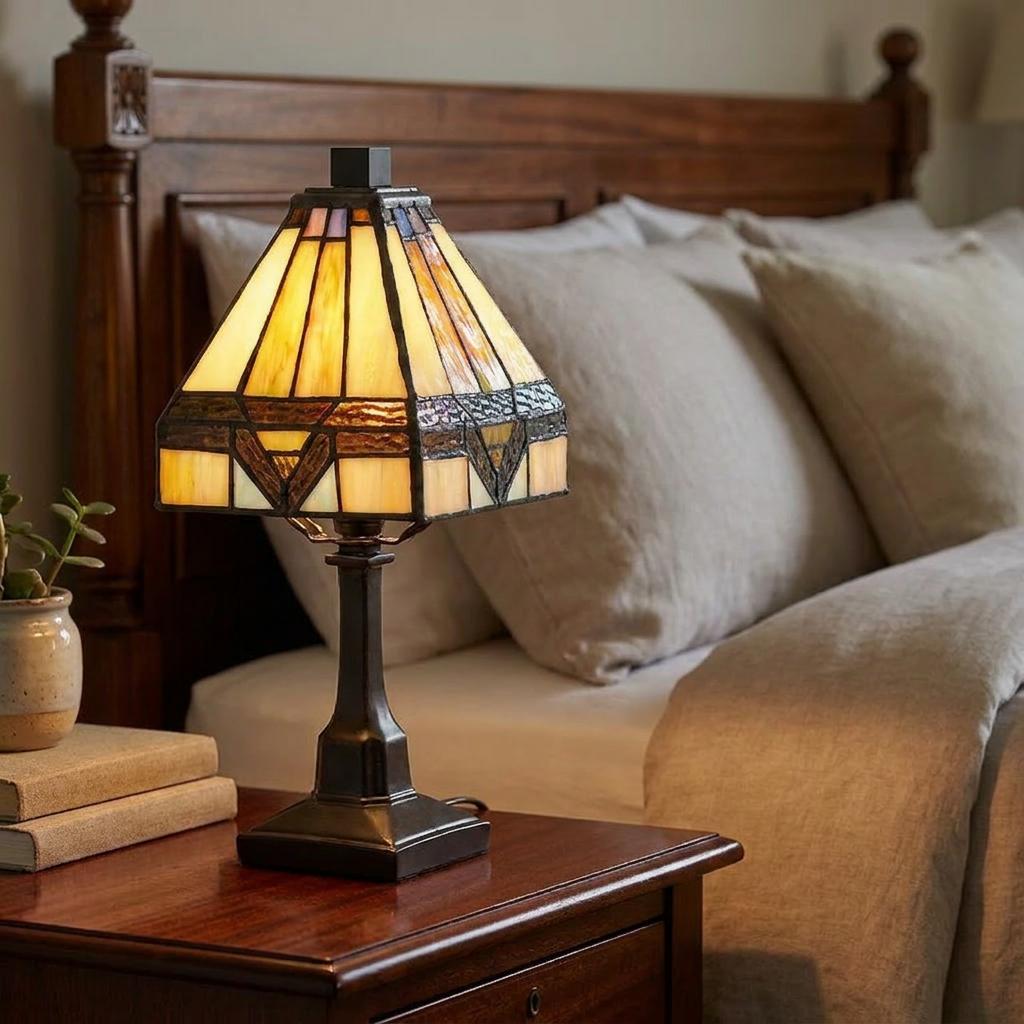 Quoizel Holmes Tiffany 1 Light Mini Bedside Table Lamp-warehouse-clearance-270826