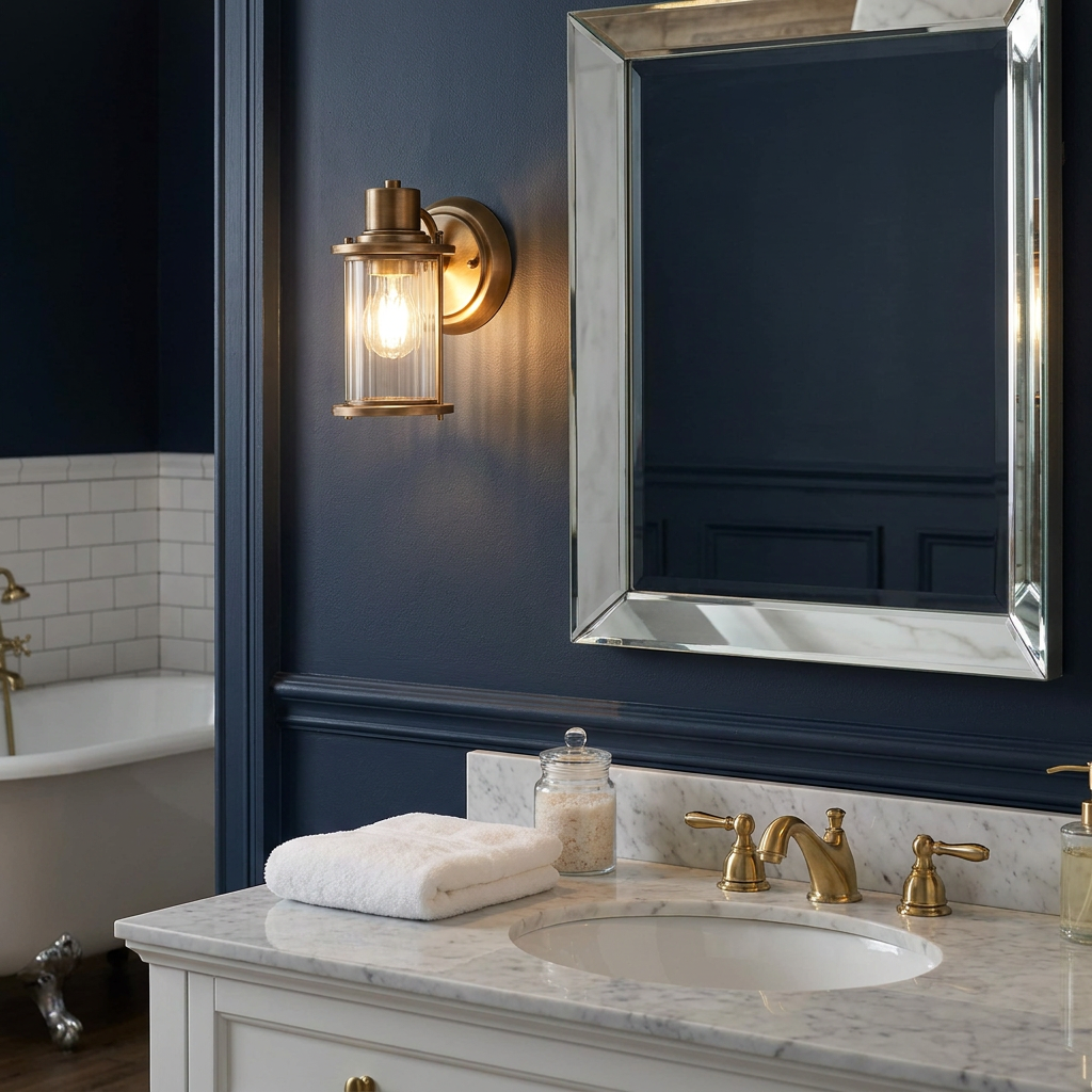Quoizel Riggs 1 Light Brass Bathroom Wall Light-warehouse-180926