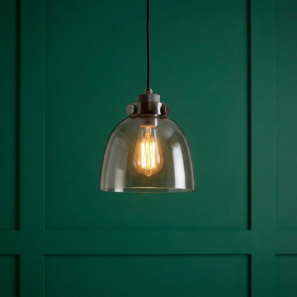 Reading Black Chrome Pendant - Tinted Glass Shade-warehouse-180926