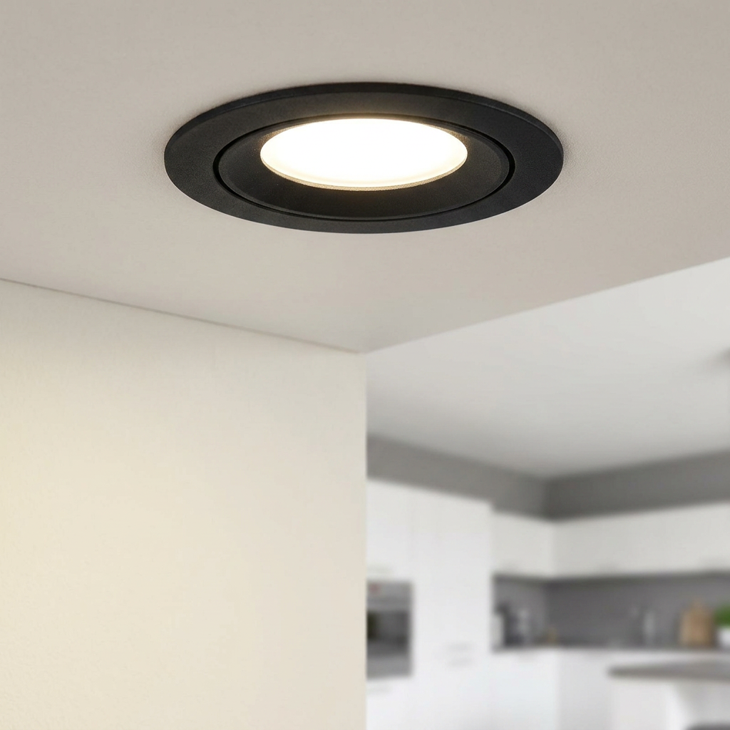 Eglo Pineda Black LED Recessed Ceiling Spot Light - 8.4cm by Eglo Lighting — suits kitchens, living rooms & bedrooms