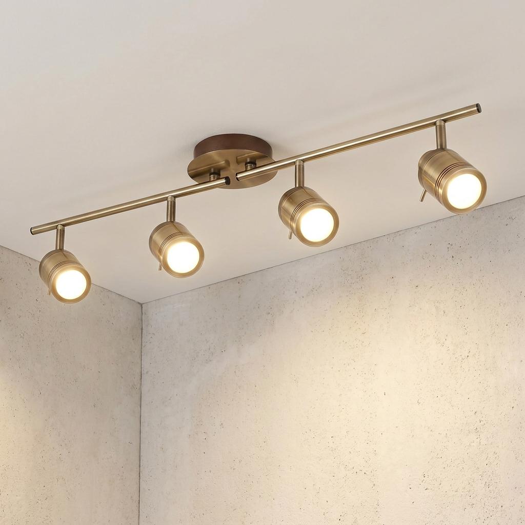 Samson 4 Light Brass Bathroom Adjustable Split-Bar Kitchen Spotlight-warehouse-180926