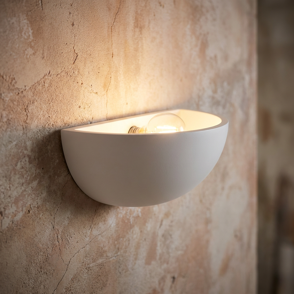 Saxby Mini Crescent 1 Light White Plaster Wall Light-warehouse-180926