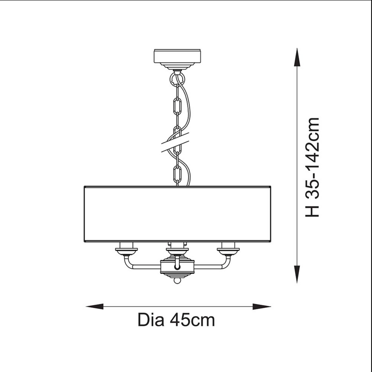 Endon Highclere Brushed Chrome 3 Light Pendant - Natural Linen Shade-OPEN-BOX-BSL-270826