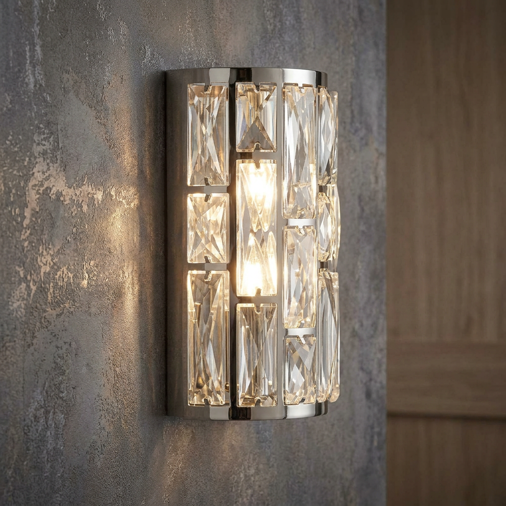 Bijou Twin Chrome Living Room Wall Light - Crystal Glass-warehouse-180926