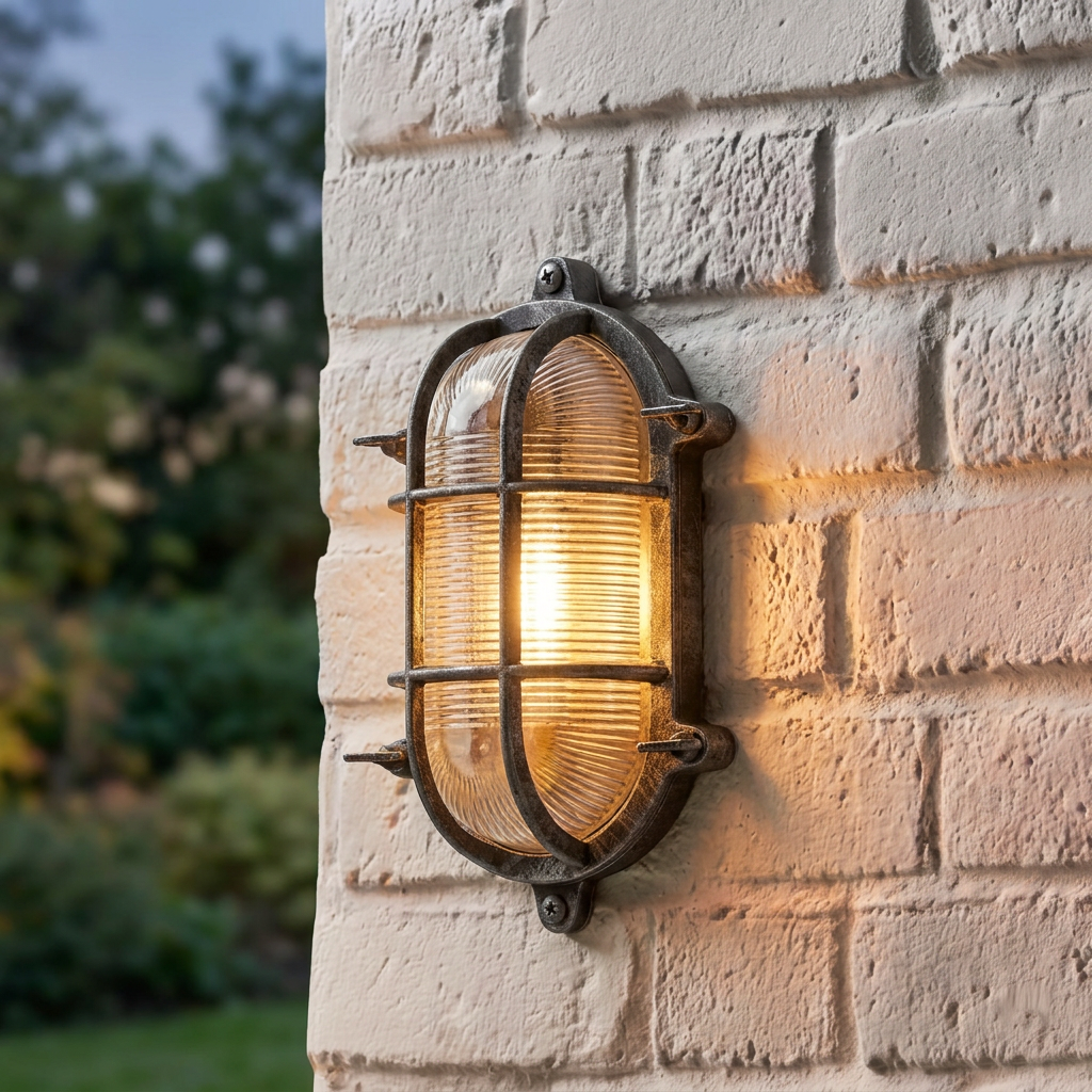 Searchlight Bulkhead Oval Black & Silver Outdoor Wall/Ceiling Light-warehouse-180926
