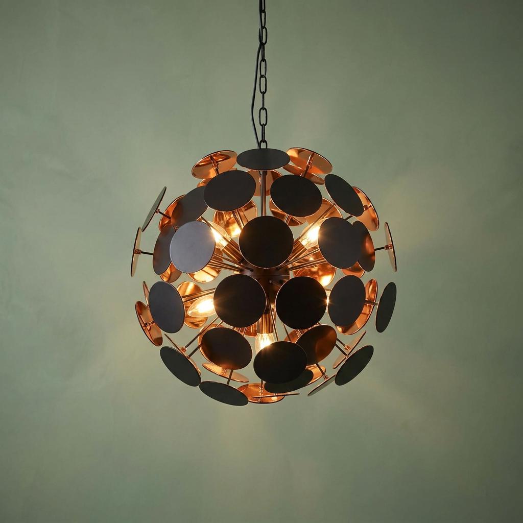 Searchlight Discus 4 Light Black & Gold Ceiling Pendant-warehouse-180926