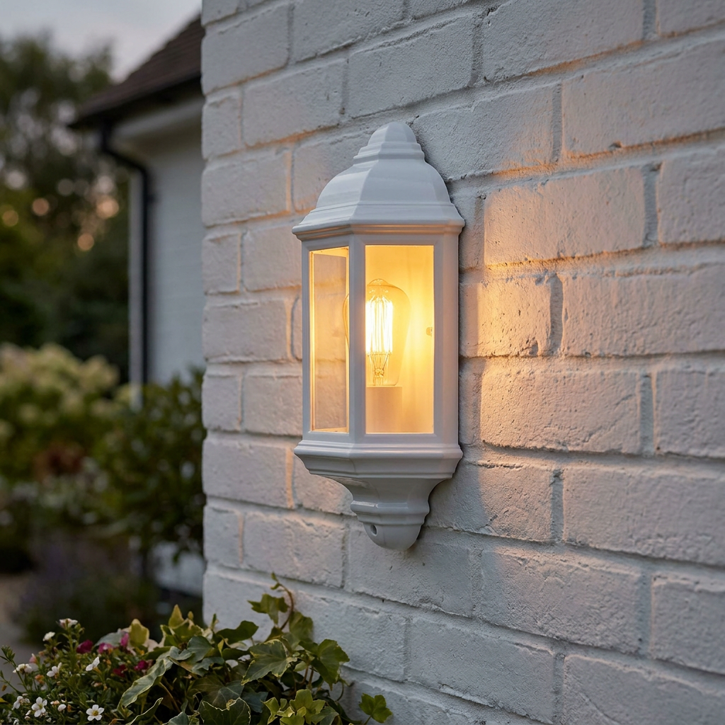 Searchlight Maine Outdoor & Porch White Flush Wall Light-WAREHOUSE-40-250626