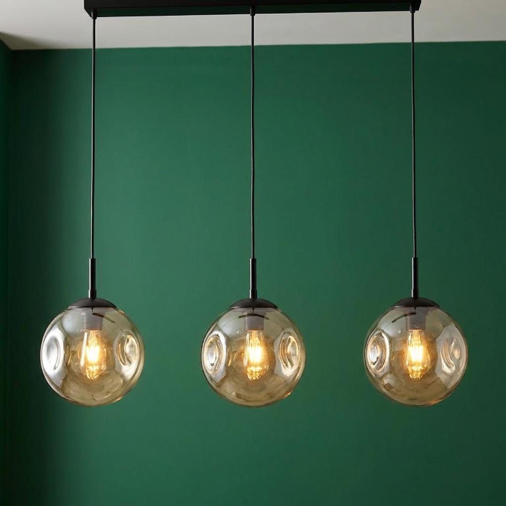 Searchlight Punch Black 3 Light Bar Pendant With Champagne Punched Glass Shade-warehouse-180926