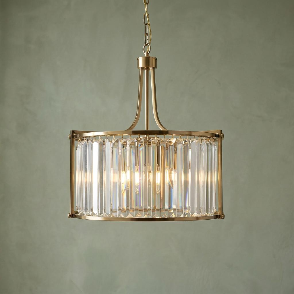 Searchlight Victoria 5 Light Brass & Crystal Pendant-warehouse-180926