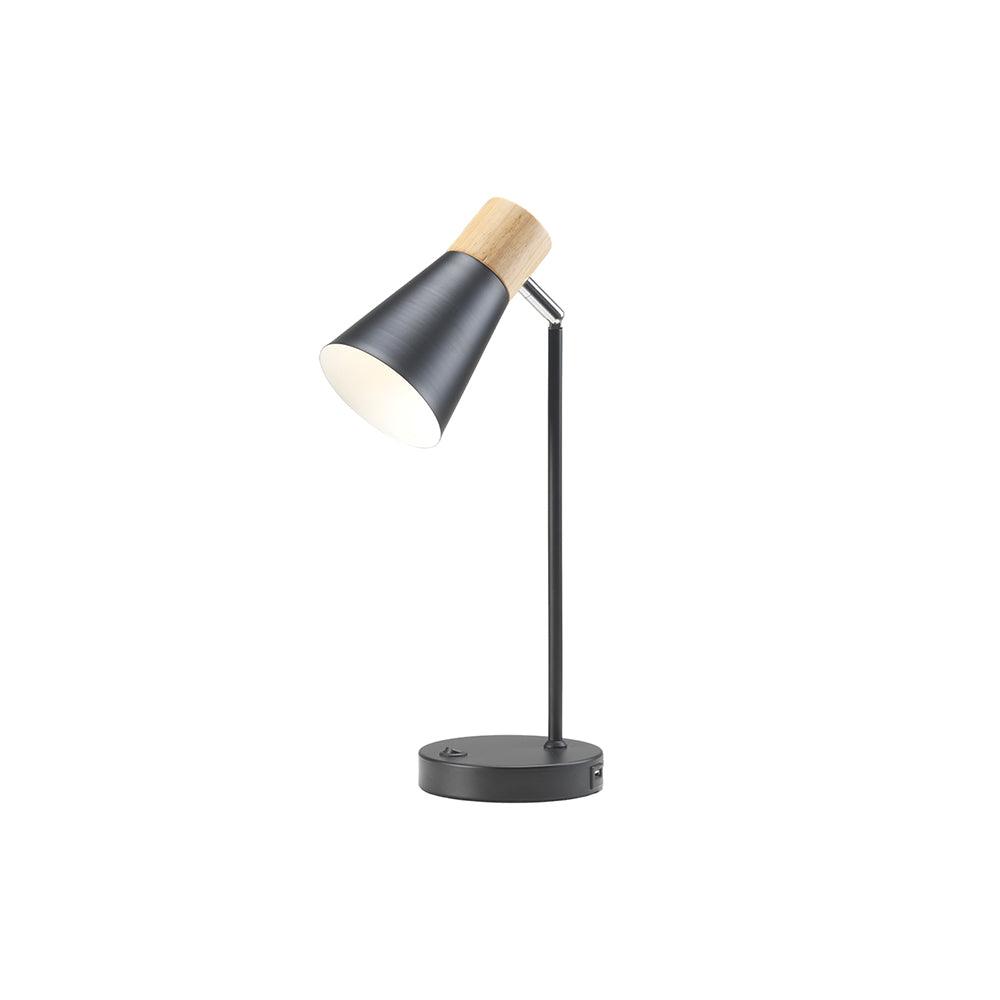 Oaks Lighting Sylva Black Table Lamp with USB-warehouse-clearance-020426