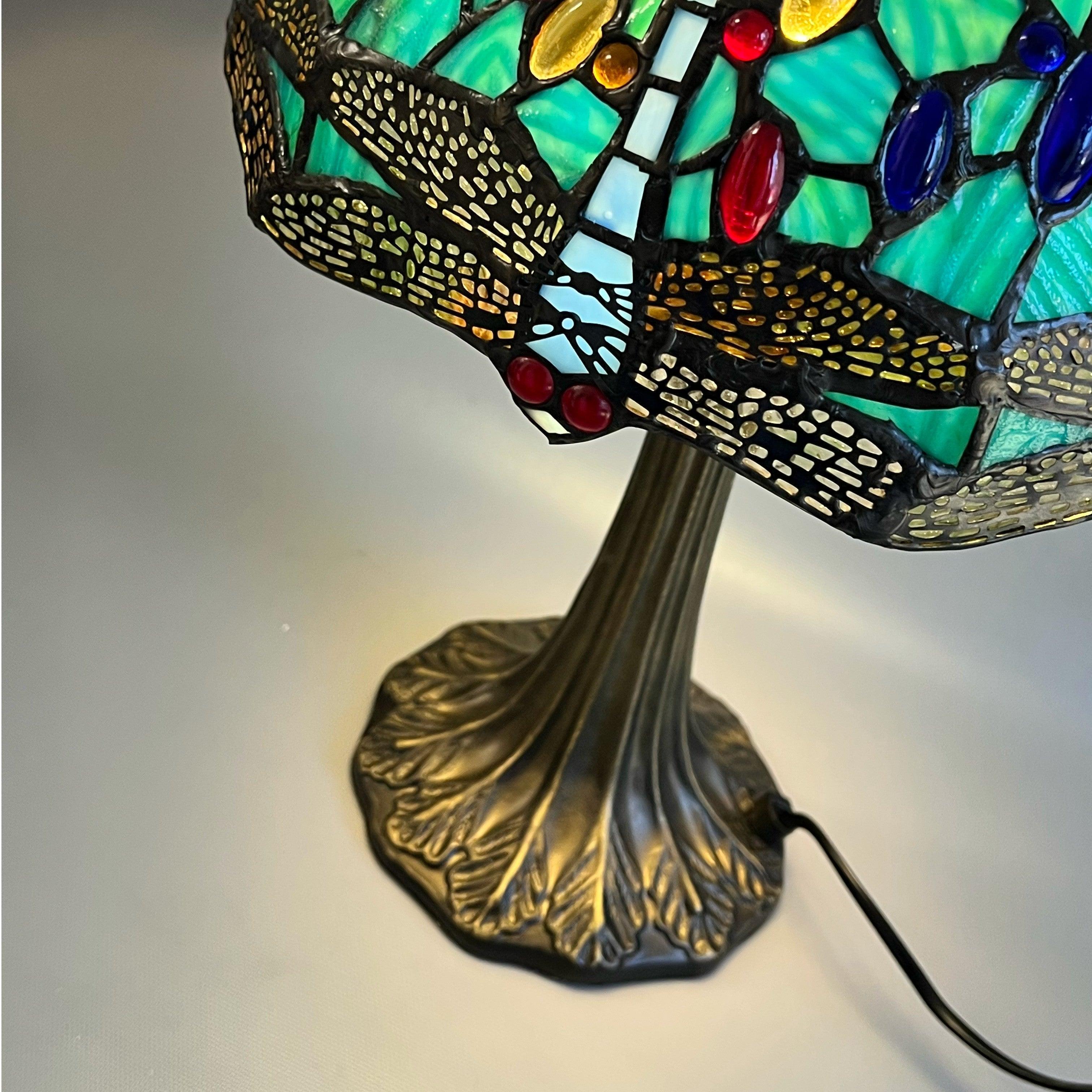 Aqua Medium Dragonfly Tiffany Lamp