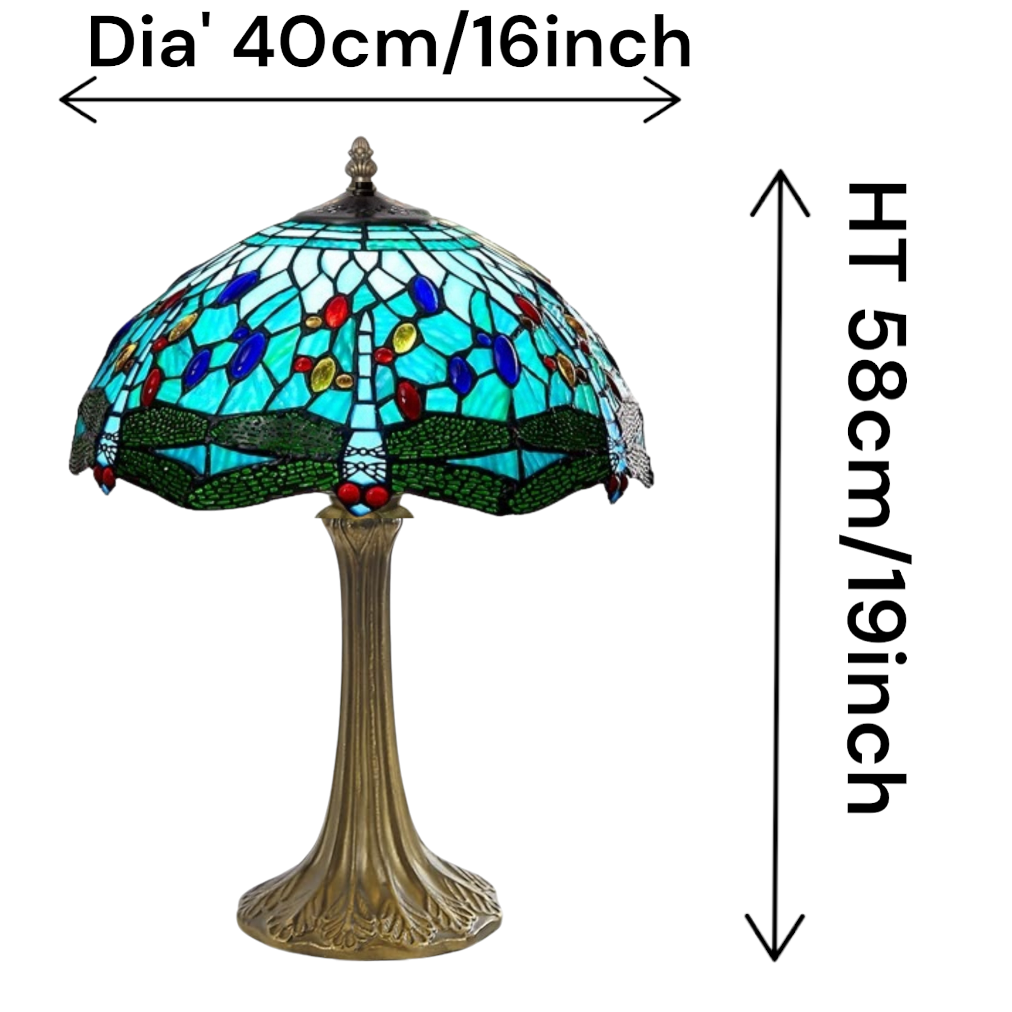Aqua Dragonfly Tiffany Table Lamp