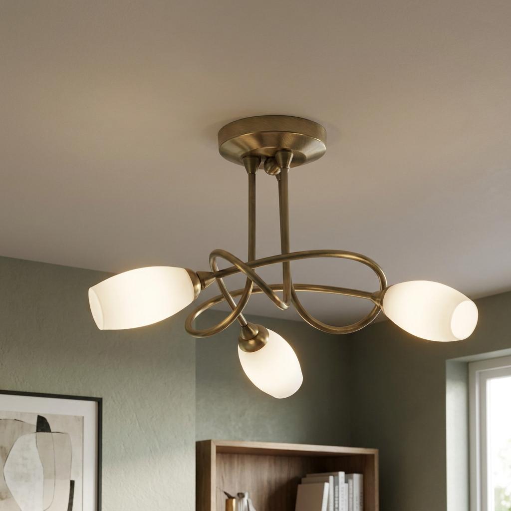 Tara 3 Light Antique Brass Semi Flush-OPEN-BOX-50-200826