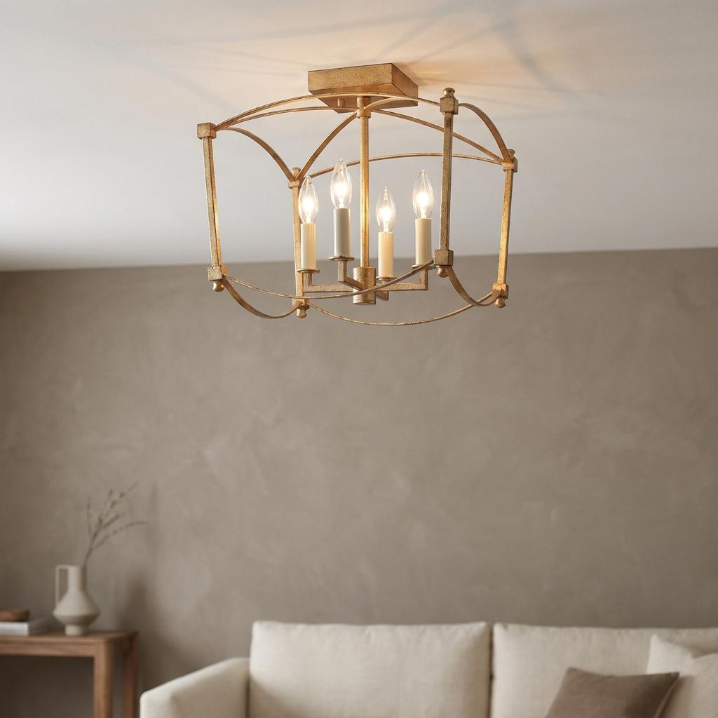 Thayer 4 Light Gold Semi-Flush Ceiling Light-warehouse-180926