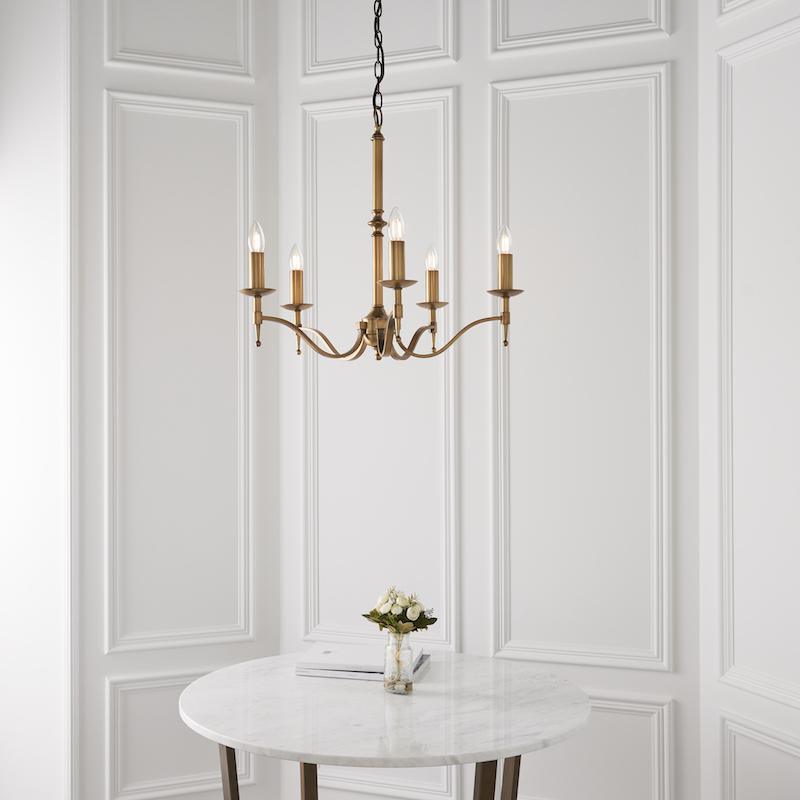 Stanford 5 Light Antique Brass Finish Chandelier-OPEN-BOX-BSL-270826