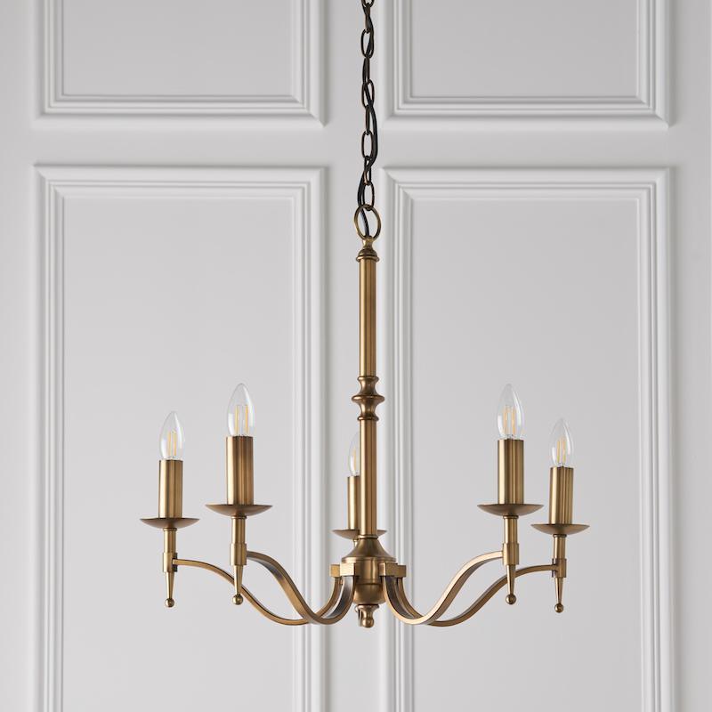 Stanford 5 Light Antique Brass Finish Chandelier-OPEN-BOX-BSL