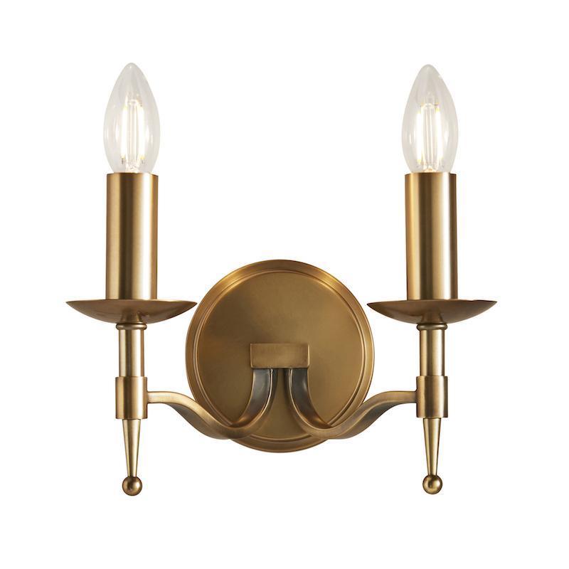 Stanford Antique Brass Finish Double Wall Light - Open Box-100326