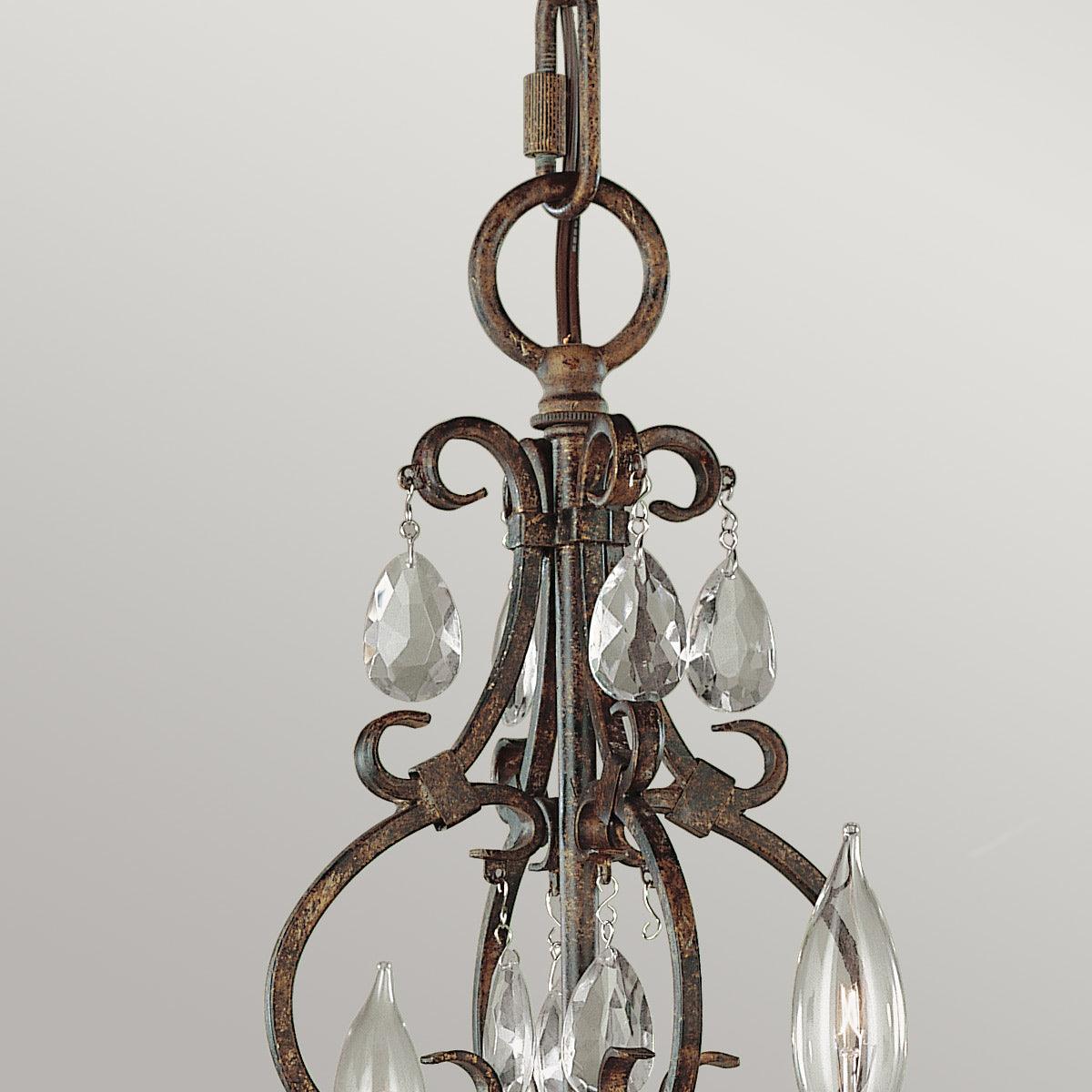 Feiss Chateau 4 Light Bronze Chandelier - Crystal Drops