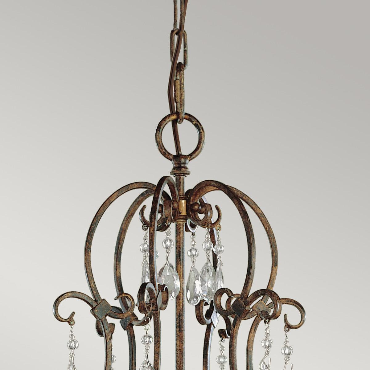 Feiss Chateau 6 Light Bronze Chandelier - Crystal Drops