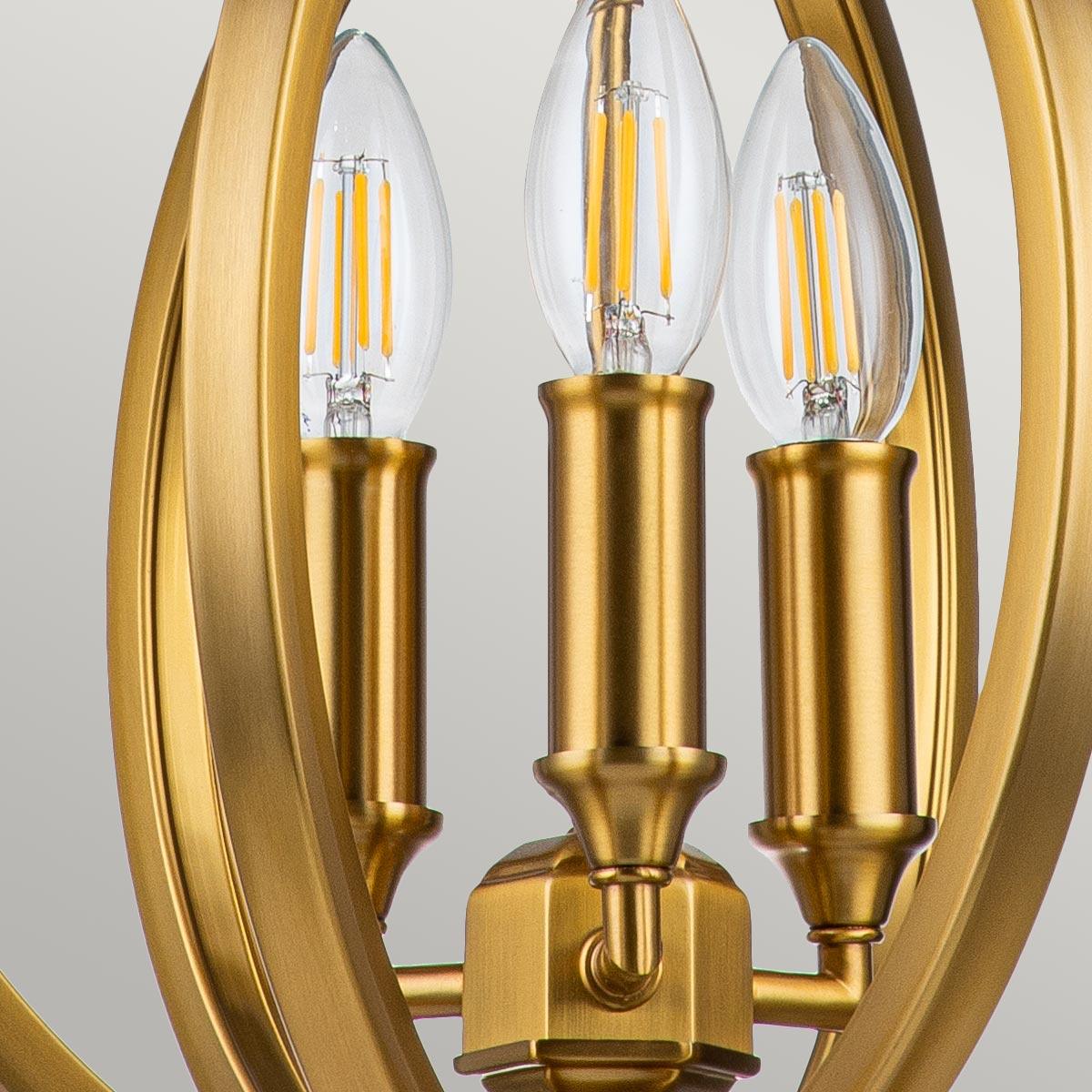 Feiss Corinne 3 Light Small Brass Pendant-WAREHOUSE-40-240426