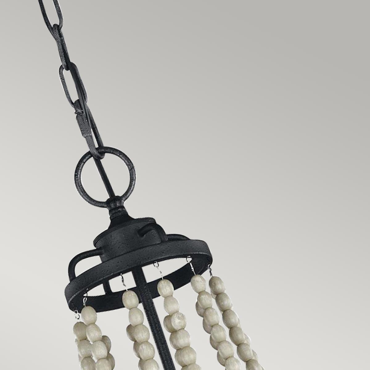 Feiss Nori 4 Light Zinc & Wood Bead Chandelier