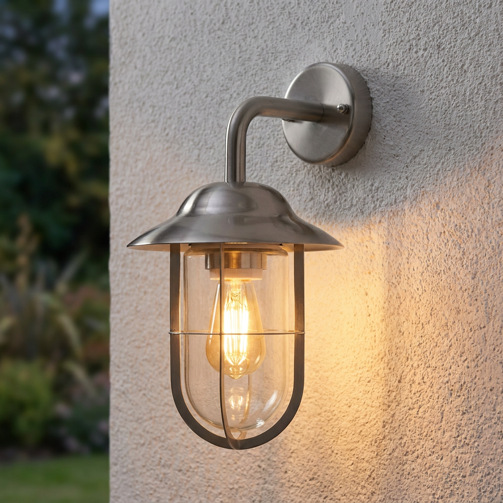 Toronto 1 Light Satin Silver Outdoor Wall Light-warehouse-180926