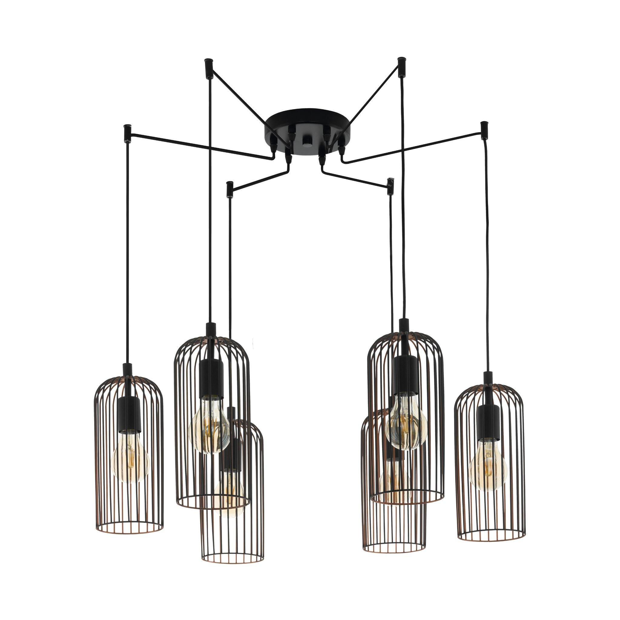 eglo roccamena 6 light black copper wire ceiling pendant