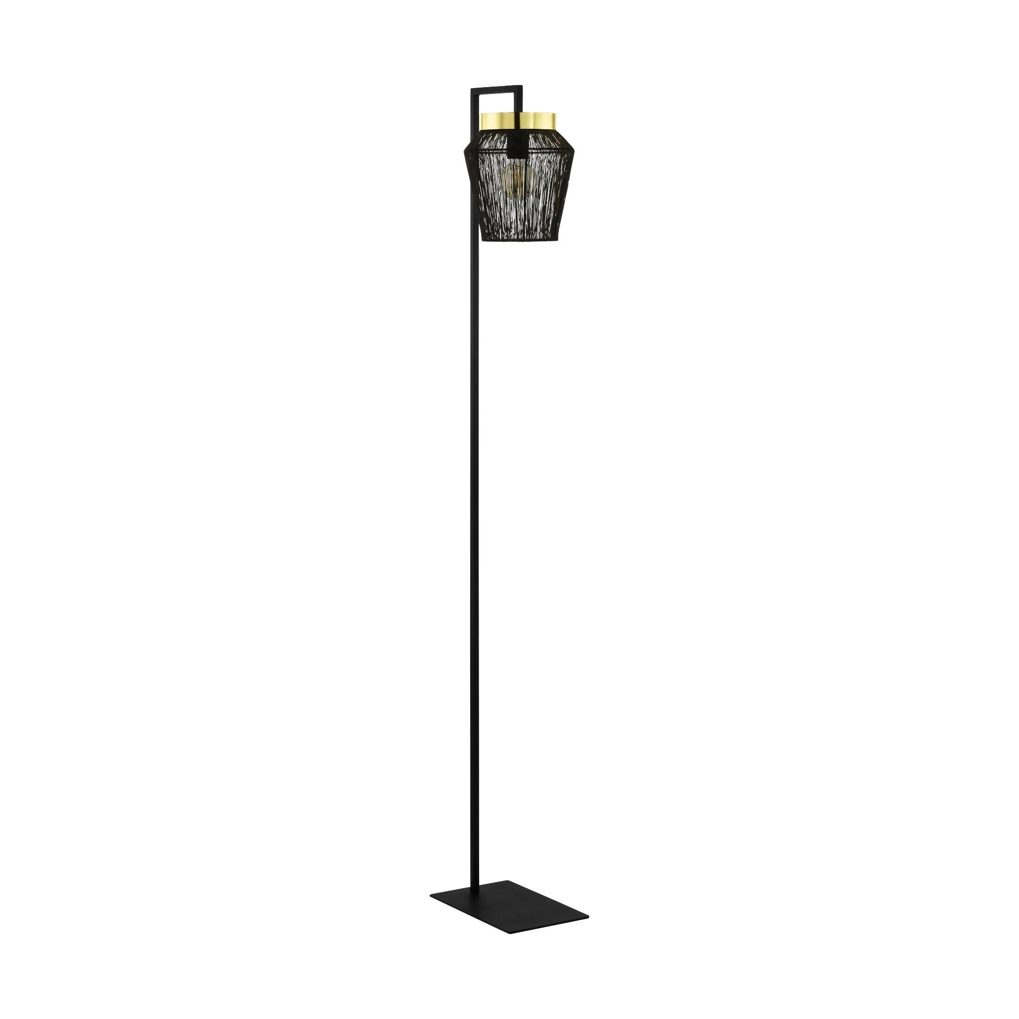 eglo escandidos black gold floor lamp with fine wire shade