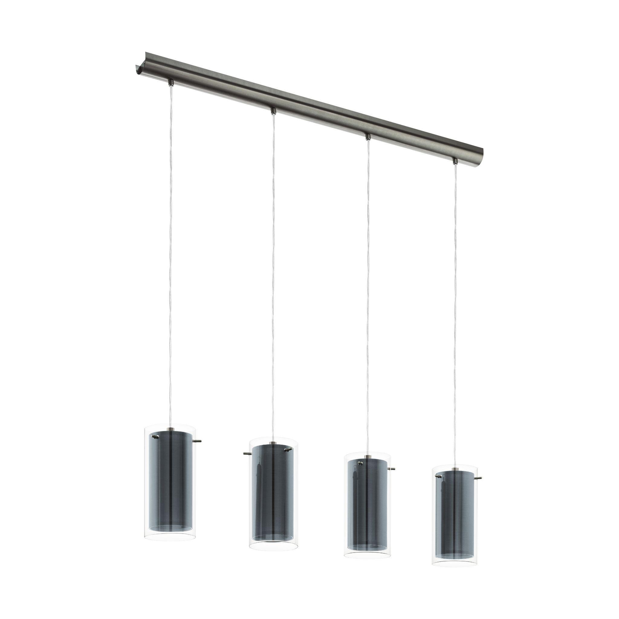 eglo pinto textil 4 light nickel glass cylinder ceiling pendant